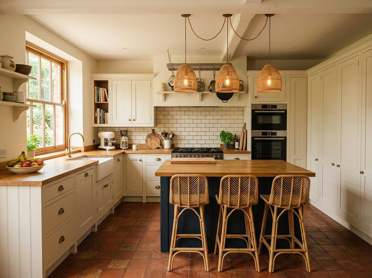 U-shaped family kitchen with island and pendant lighting installed in Ruiru